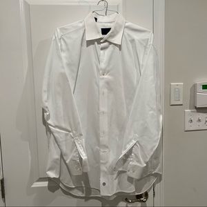 David Donahue regular fit white cotton dress shirt